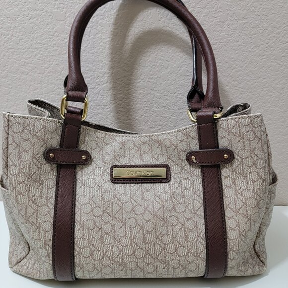 Calvin Klein Handbags - Calvin Klein Logo Jacquard Tote Bag • Brown • Gold Hardware